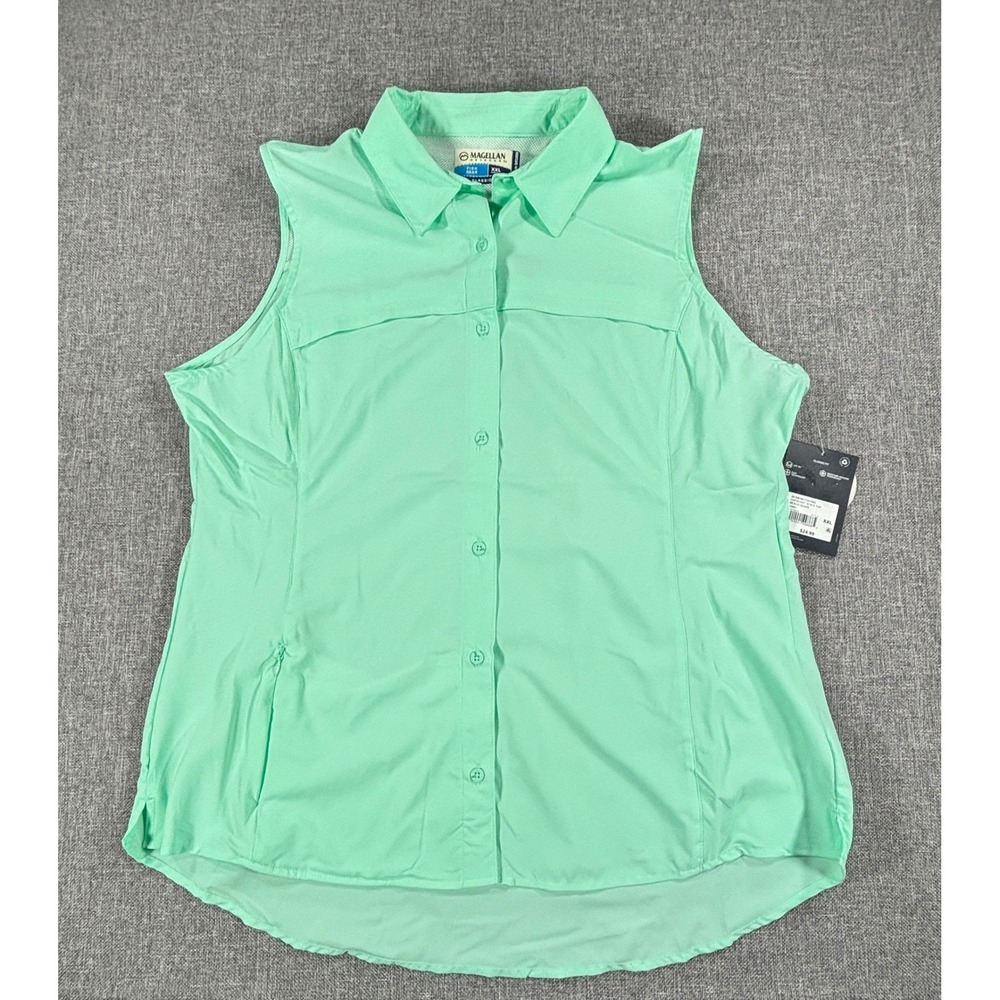 Magellan Women's XXL Overcast Sleeveless Fishing Top Beach Mint Green UPF 30 NEW